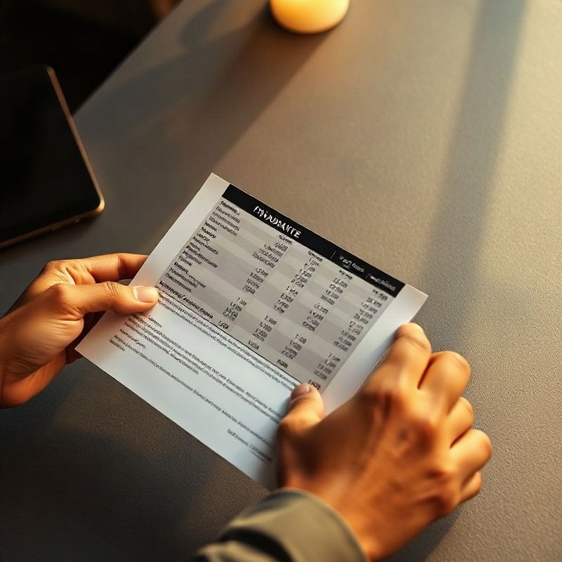 Two hands reviewing a printed financial mandate document on a slate-professional desk in warm golden light